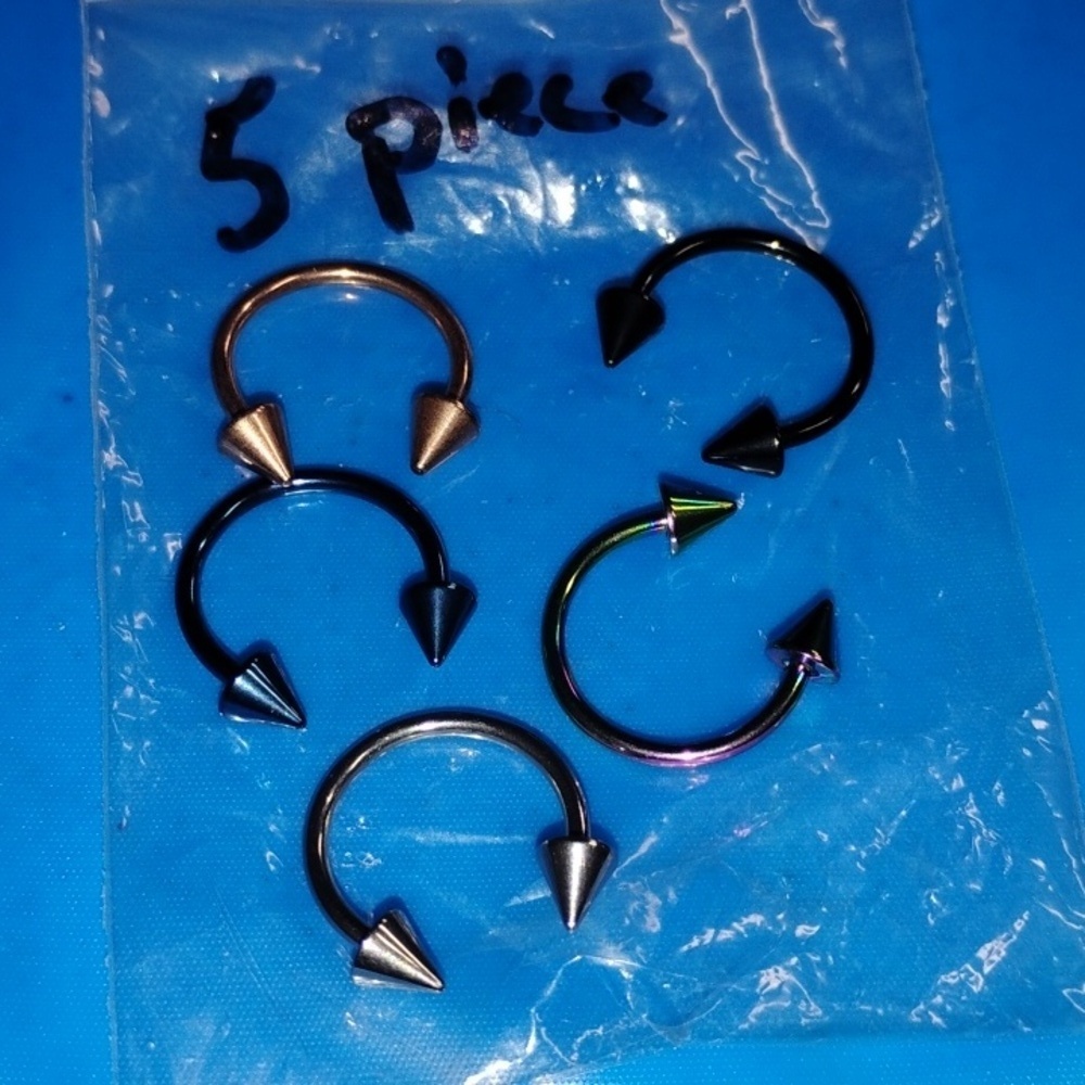 Set of 5 Multi-Color Spike End Body Jewelry - Picture 2 of 3